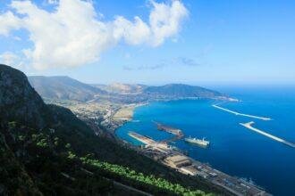 Panoramic View to the Oran Port on the Coastline of Mediterranean Sea