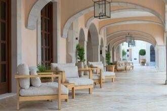 foyer of the hotel with sofas