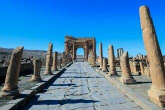 View to the Ruins of an Ancient Roman city Timgad