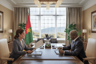 mme mansouri a eu une rencontre officielle avec le président du burkina faso afin de lui transmettre un communiqué important du président de la république, soulignant les relations diplomatiques et les projets de coopération entre les deux pays.
