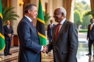 le président de la république reçoit chaleureusement son prédécesseur tanzanien, renforçant ainsi les liens diplomatiques entre les deux nations et marquant une étape importante dans leur coopération.
