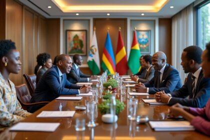 découvrez les moments forts des échanges enrichissants entre le président de la république et son homologue rwandais, illustrant la collaboration et les engagements des deux pays pour un avenir commun. une rencontre marquée par la participation active des délégations, promesse d'une coopération renforcée.