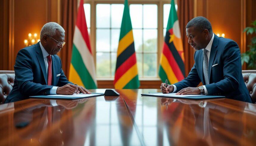 découvrez comment le président de la république et son homologue zimbabwéen collaborent pour signer des accords de coopération, renforçant ainsi leurs liens diplomatiques et économiques. un moment clé pour l'avenir des relations entre les deux nations.