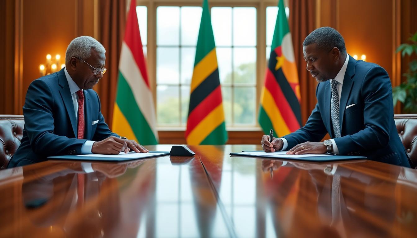 découvrez comment le président de la république et son homologue zimbabwéen collaborent pour signer des accords de coopération, renforçant ainsi leurs liens diplomatiques et économiques. un moment clé pour l'avenir des relations entre les deux nations.