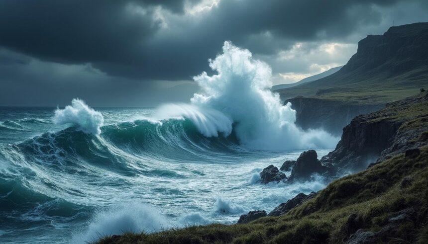 découvrez les conditions impressionnantes de ce dimanche avec une tempête marine : des vagues spectaculaires et de fortes rafales de vent attendues sur les côtes. restez informé de l'évolution de la situation météorologique.