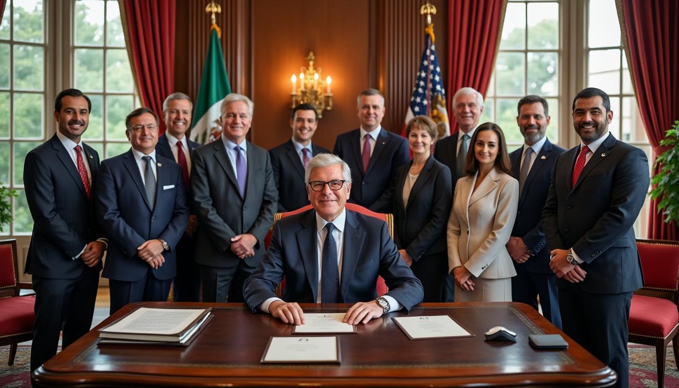 le président de la république reçoit solennellement les nouveaux ambassadeurs lors d'une cérémonie de remise officielle des lettres de créance, marquant le début de leur mission diplomatique en france.