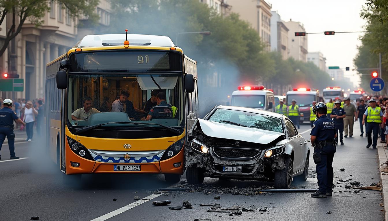 un accident impressionnant impliquant un bus et une voiture à relizane a fait douze blessés. découvrez les détails de ce drame routier et l’état des victimes.