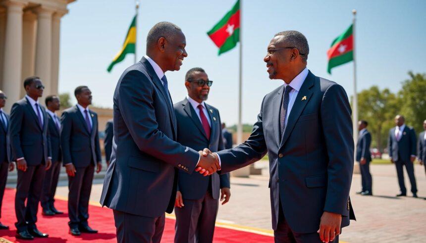 le président de la république reçoit officiellement le président somalien pour une visite d'état, renforçant les liens diplomatiques et la coopération bilatérale entre les deux nations.