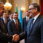 le président reçoit le ministre des affaires étrangères azerbaïdjanais lors d'une rencontre officielle, abordant les relations diplomatiques et les coopérations bilatérales entre les deux pays.