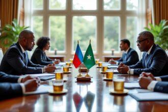 découvrez les échanges approfondis entre le président de la république et son homologue somalien lors d'une rencontre bilatérale exclusive visant à renforcer la coopération entre les deux nations.