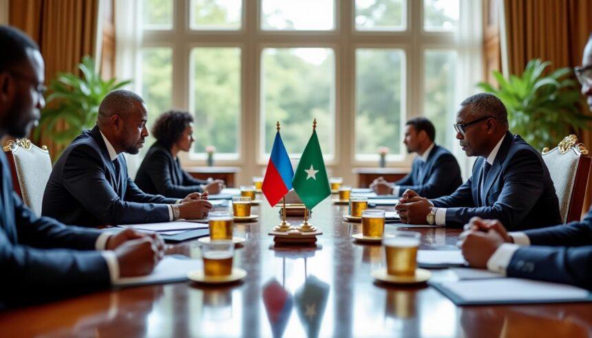 découvrez les échanges approfondis entre le président de la république et son homologue somalien lors d'une rencontre bilatérale exclusive visant à renforcer la coopération entre les deux nations.