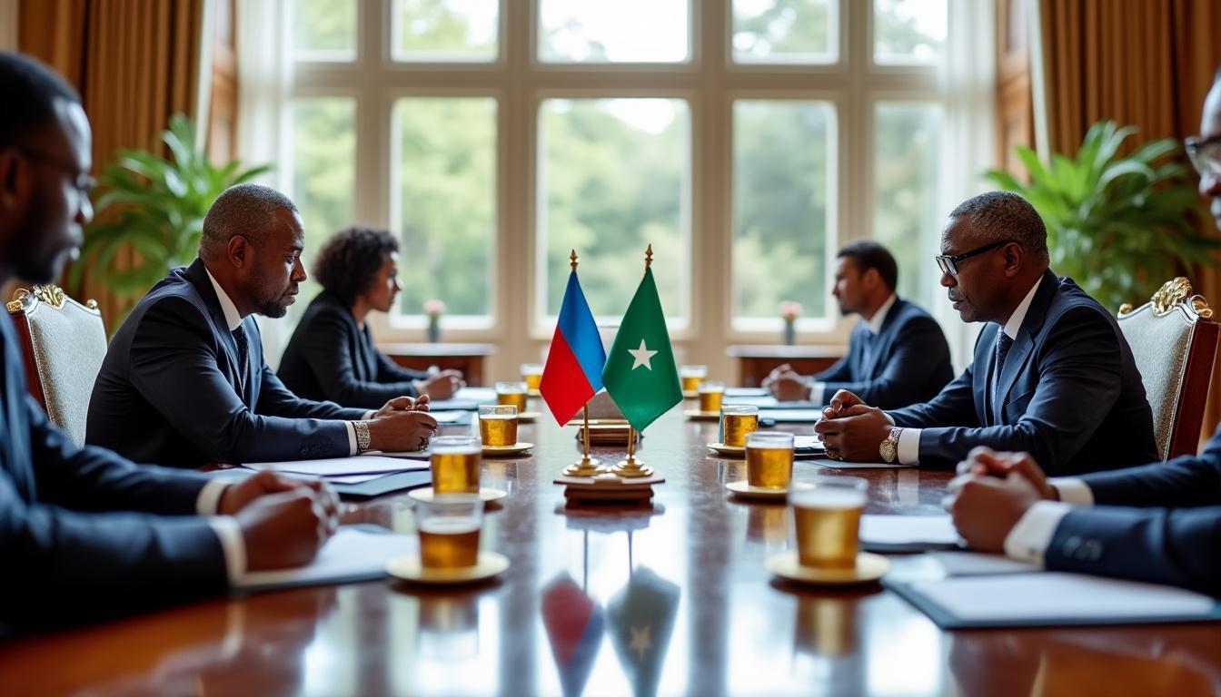 découvrez les échanges approfondis entre le président de la république et son homologue somalien lors d'une rencontre bilatérale exclusive visant à renforcer la coopération entre les deux nations.