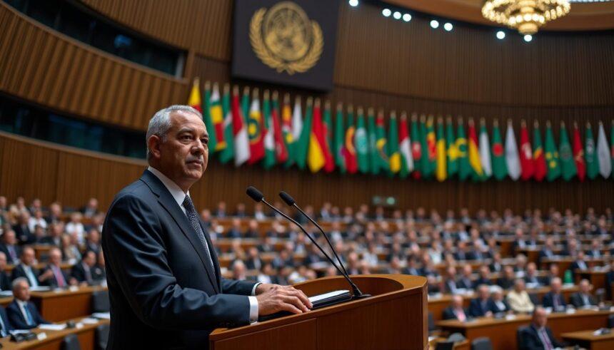 ahmed attaf met en avant le mérite du président de la république pour son initiative de la conférence internationale sur les crimes coloniaux en afrique, visant à reconnaître et débattre des injustices historiques.