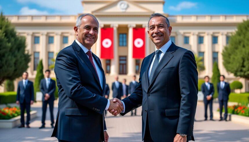 le premier ministre reçoit un accueil officiel chaleureux de la part du président tunisien, marquant une étape importante dans les relations bilatérales.