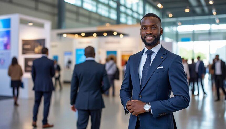 mohamed arkab, émissaire du président de la république, participe activement à un salon international à ndjamena, renforçant les relations diplomatiques et économiques.